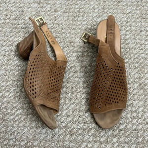 Franco sarto brown heels peep  toe sandals size 10